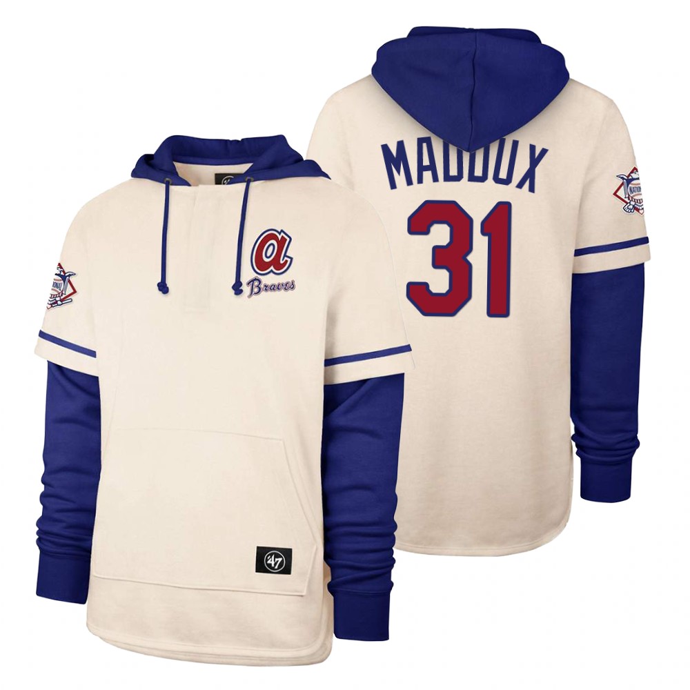 Men Atlanta Braves #31 Maddux Cream 2021 Pullover Hoodie MLB Jersey->atlanta braves->MLB Jersey